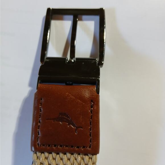 Tommy Bahama Men Tommy Bahama Belt Mens Size L/XL 38-42 Reversible Cord Stretch Braided Navy Tan